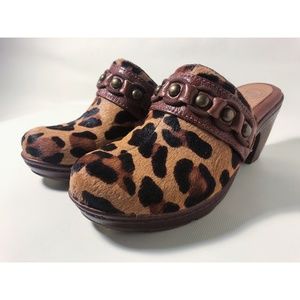 Nurture Leopard Print Dory Leather Clogs, Size 6